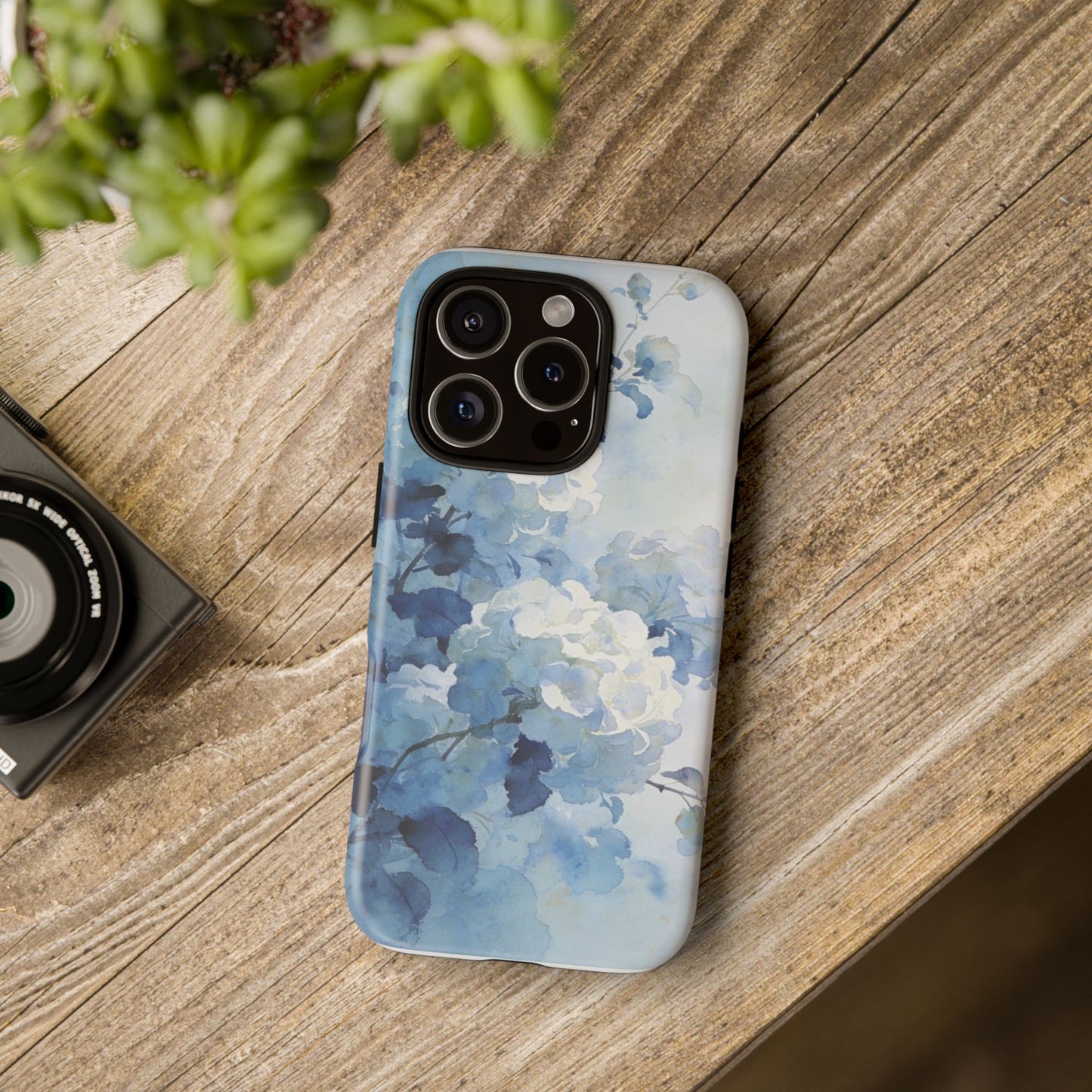 Blue Watercolor Hydrangea Tough Phone Case