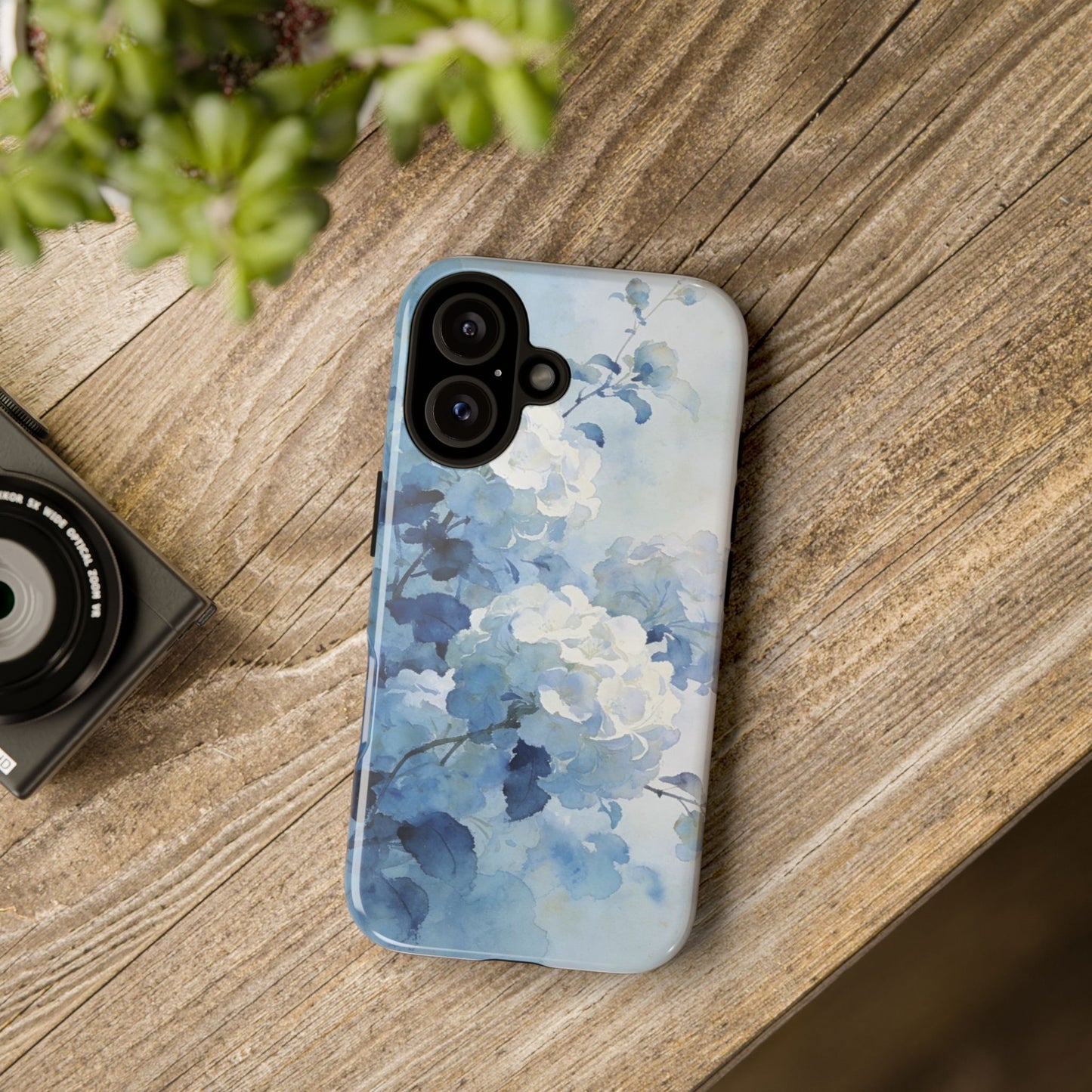 Blue Watercolor Hydrangea Tough Phone Case