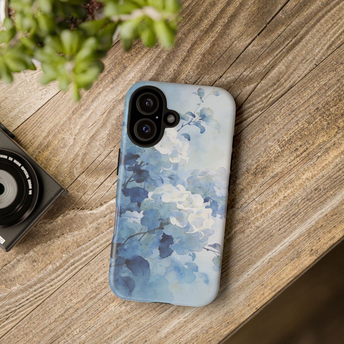 Blue Watercolor Hydrangea Tough Phone Case