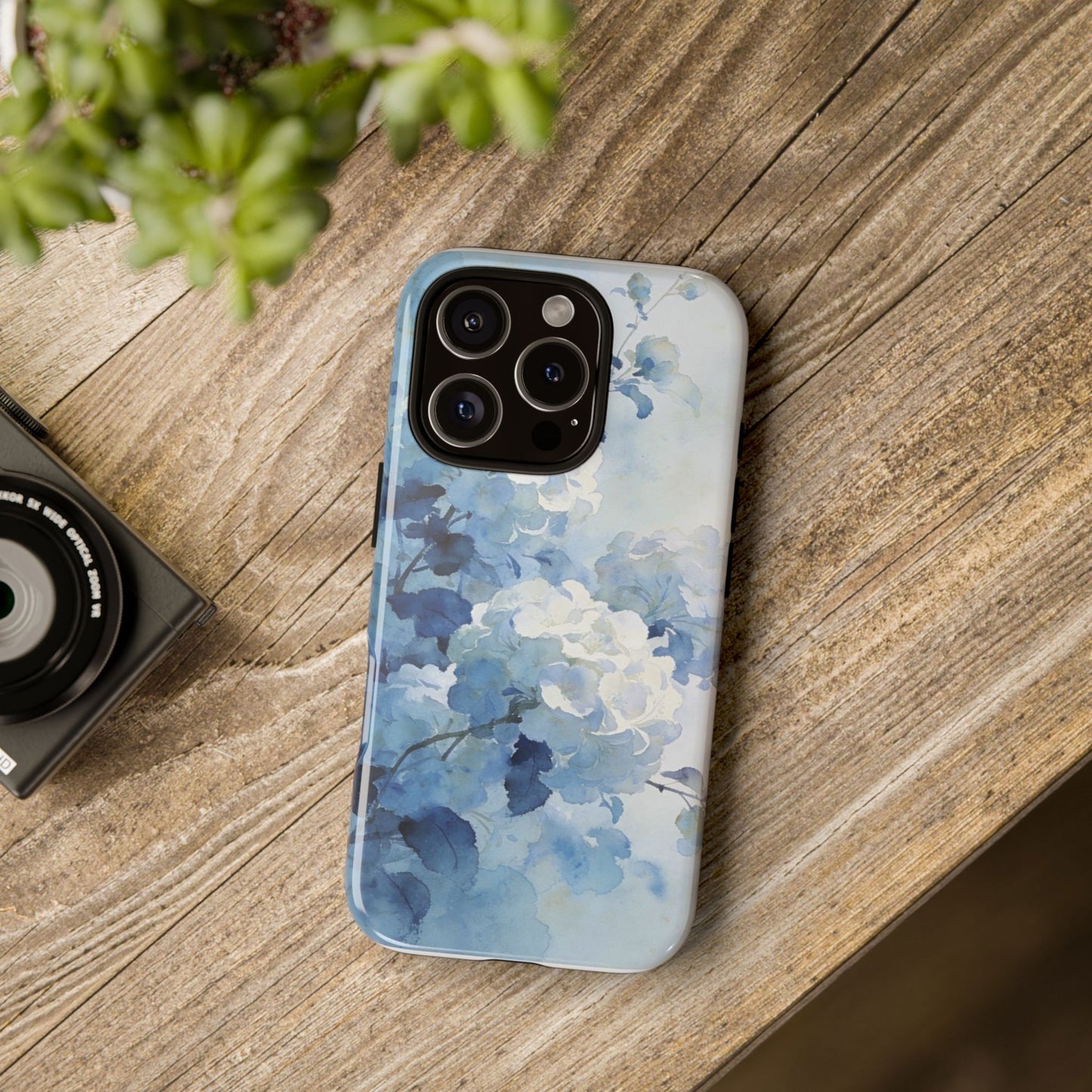 Blue Watercolor Hydrangea Tough Phone Case